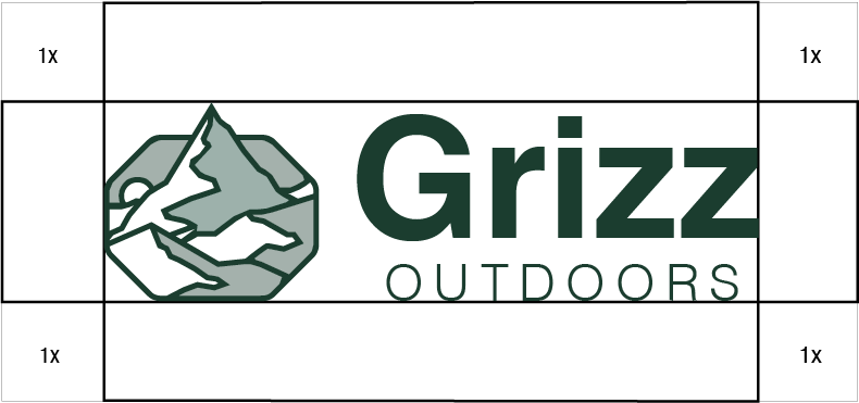 GRIZZ main logo spacing guide and clear space area